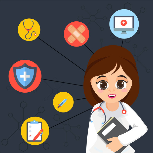 Character of female doctor for Medical concept. - Vector, Image