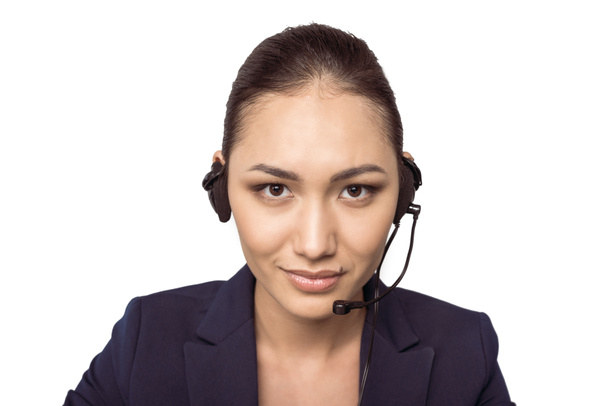 Call center operator in headset  - Foto, afbeelding