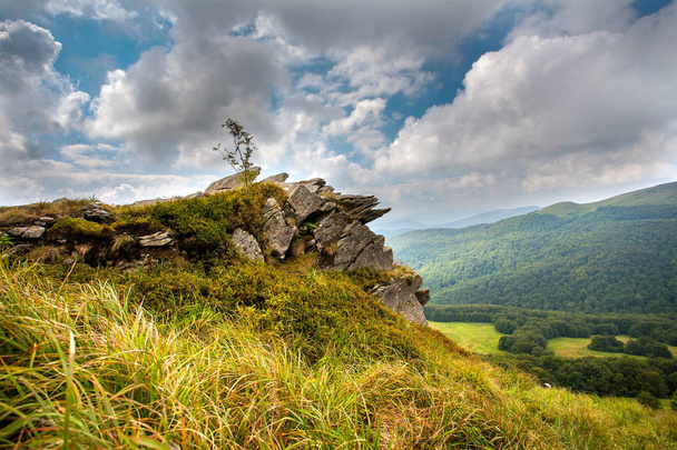 Panorama of mountain Poonin in Bieszczady Mountains - Photo, Image