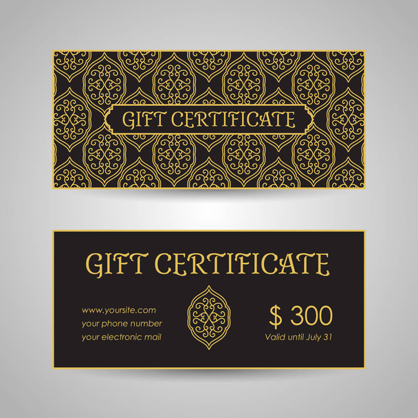 Arabic style gift certificate template - Vector, Image