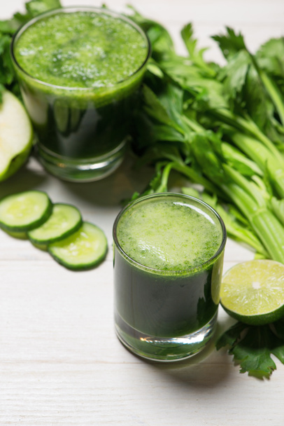 green smoothie and spinach leaves - Photo, Image
