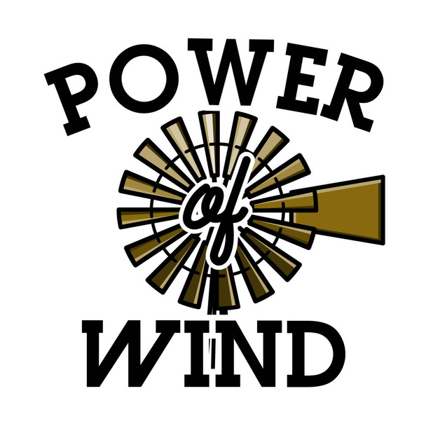Color emblema de energía eólica vintage
 - Vector, imagen