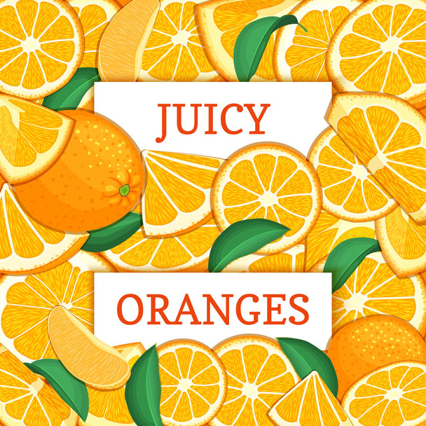オレンジ色の果物の背景に 2 つの白い長方形のラベルです。ベクトル イラスト カード. - ベクター画像