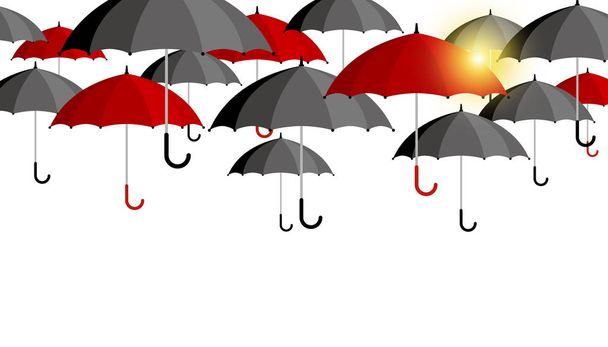 梅雨の季節の赤と黒の傘の背景をベクトルします。 - ベクター画像