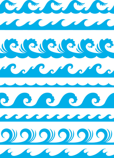 Conjunto de ondas oceânicas sem costura
 - Vetor, Imagem