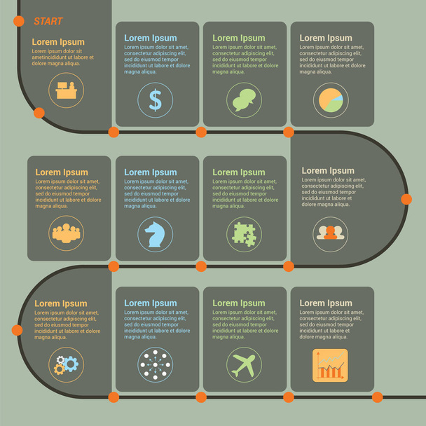 Επαγγελματίες Timeline Infographic με εικόνες επιχειρήσεων - Διάνυσμα, εικόνα