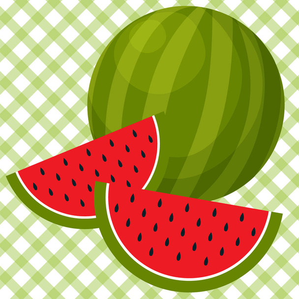 Watermeloen, vector pictogram op cellen - Vector, afbeelding