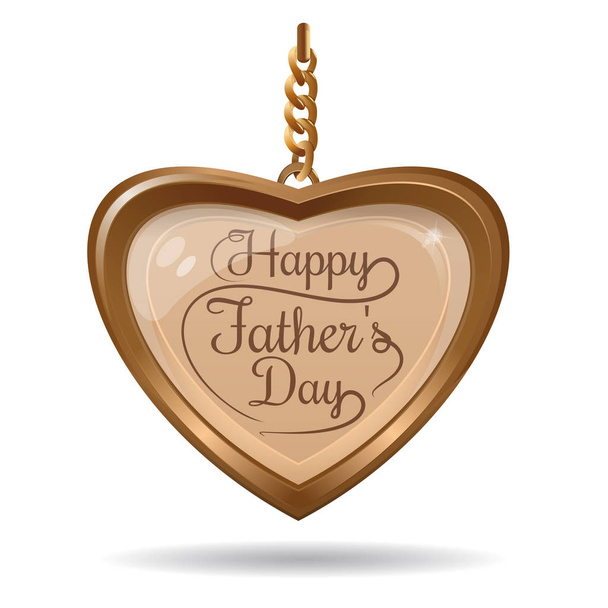 Golden heart with inscription - Happy Fathers Day - Διάνυσμα, εικόνα