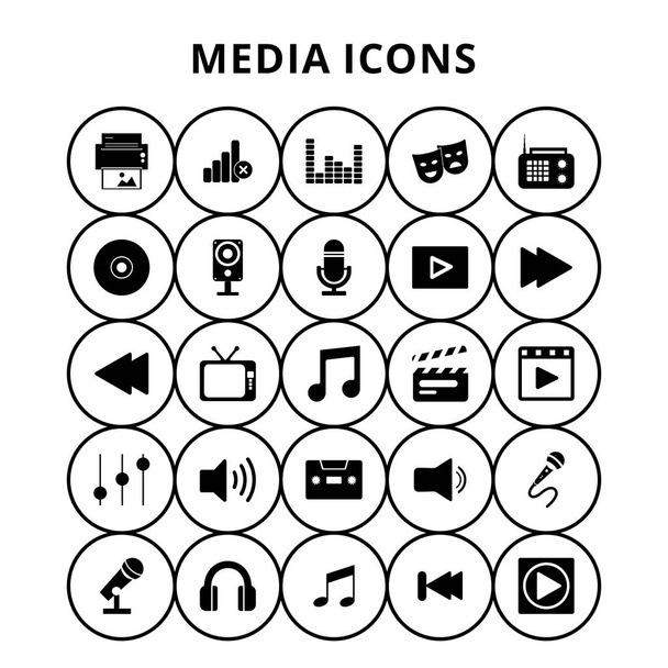Conjunto de iconos de medios - Vector, Imagen