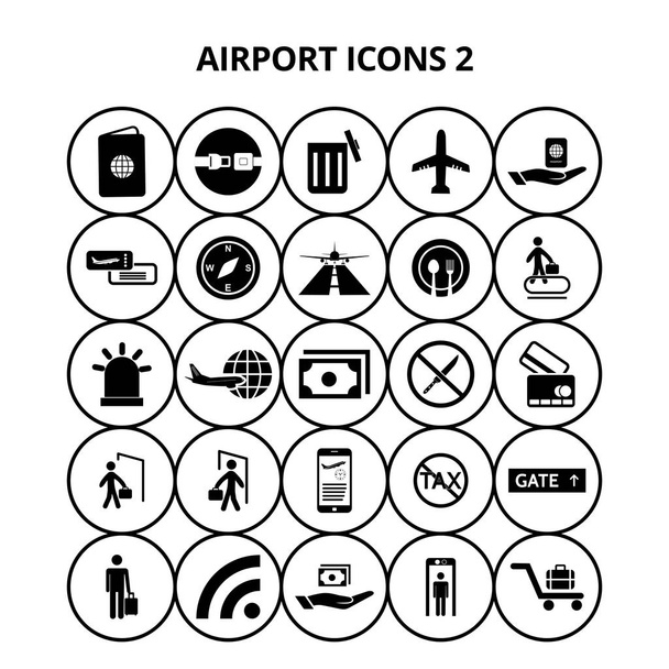 Conjunto de ícones do aeroporto
 - Vetor, Imagem