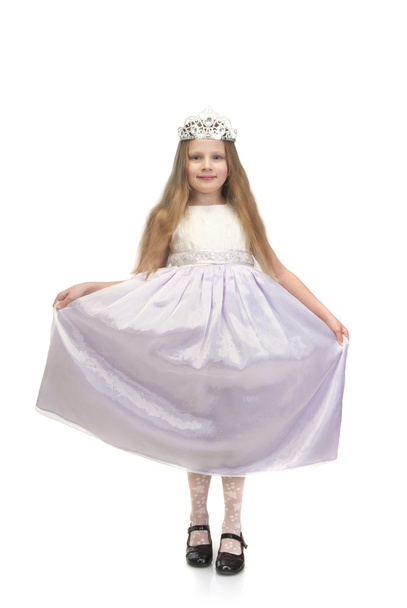 Little cute girl in white dress - Foto, afbeelding