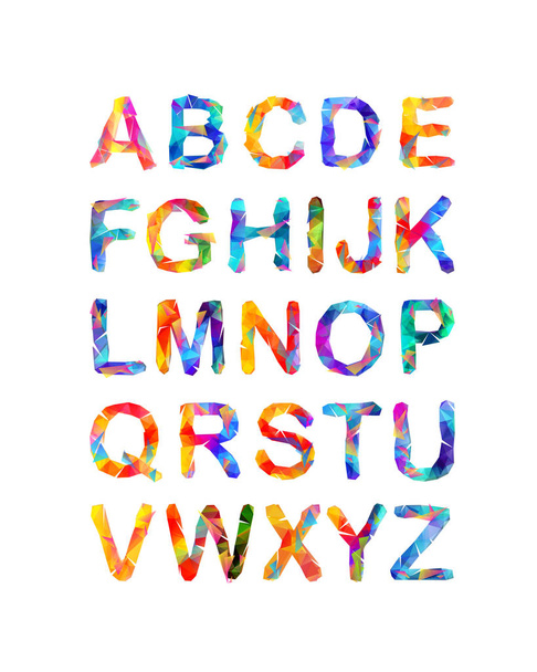 Triangular vector alphabet. Multicolored letters - Vektor, kép