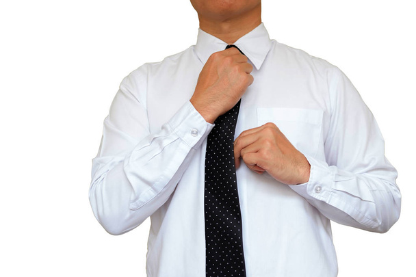 Hand instellen stropdas. - Foto, afbeelding
