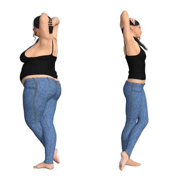 kövér nő vs karcsú nő  - Fotó, kép