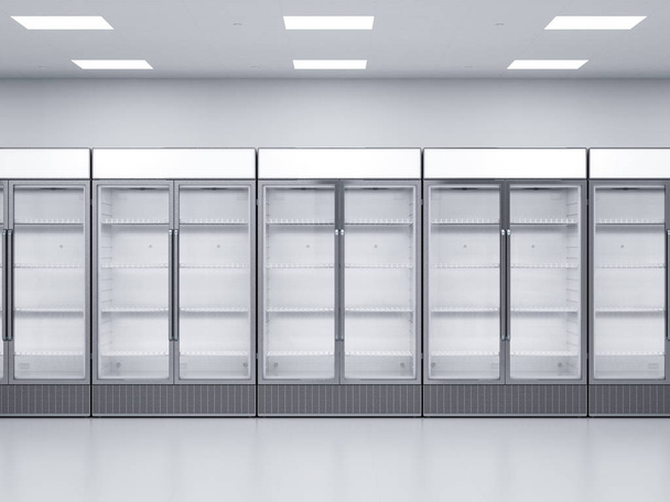 réfrigérateurs commerciaux vides en magasin
 - Photo, image