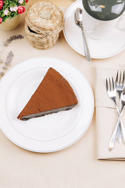 Stück Schokoladen-Brownie-Kuchen - Foto, Bild