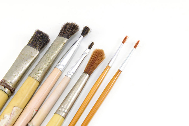 Collection of old paintbrush of different size and form - Photo, Image