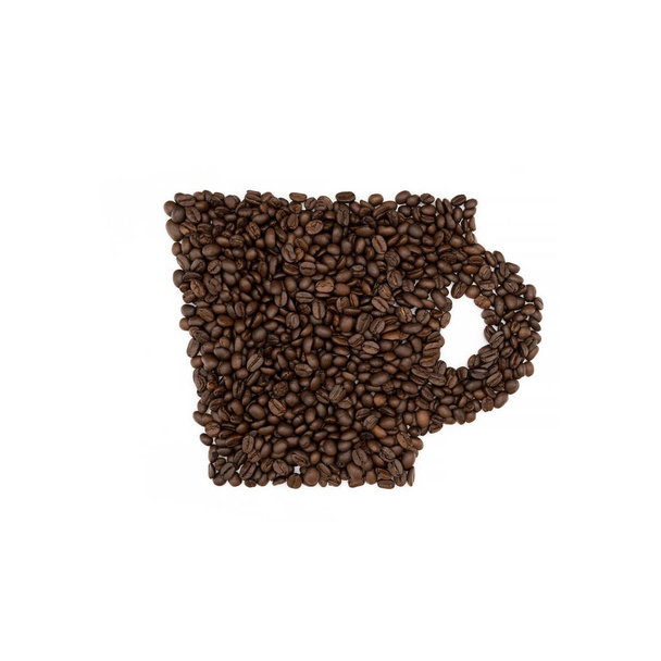 Mug symbol of coffee beans isolated on white background. - Photo, Image
