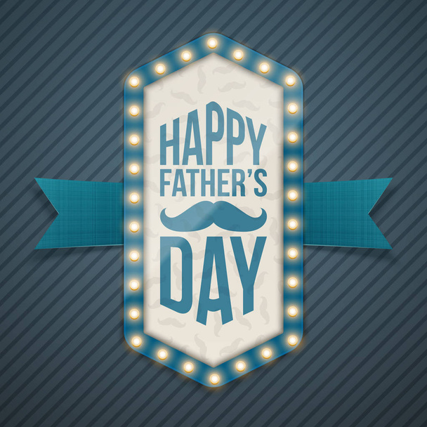Happy Fathers Day greeting Banner with Mustache - Vektör, Görsel