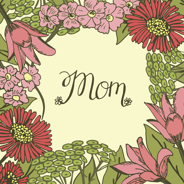 Mano lettering mamma fatto su sfondo floreale
. - Vettoriali, immagini
