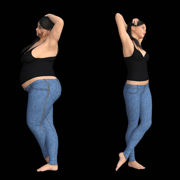 dikke vrouw vs slanke vrouw  - Foto, afbeelding