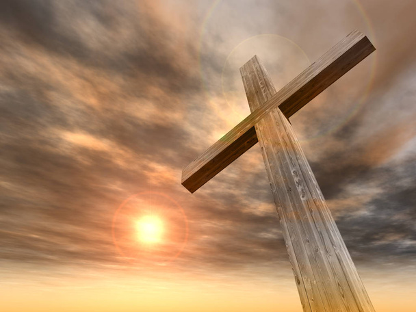 křesťanská dřevěný kříž - Fotografie, Obrázek