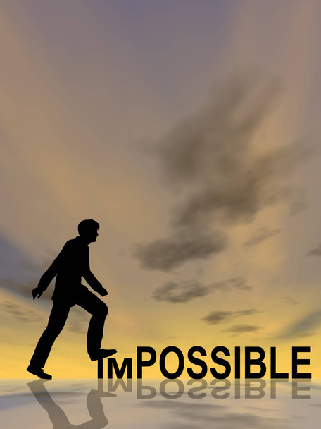 male silhouette and impossible or possible text  - Photo, Image