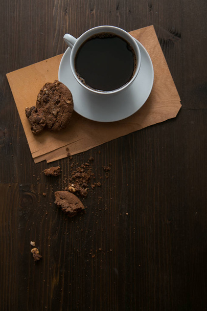 coffee cup and cookies on wooden table - Photo, Image