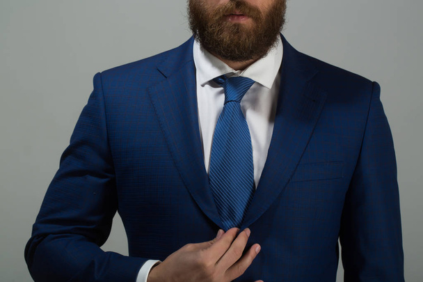 bearded man or handsome businessman in modern suit, business - Фото, изображение