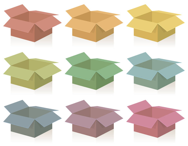 Paquets Boîtes ouvertes colorées
 - Vecteur, image