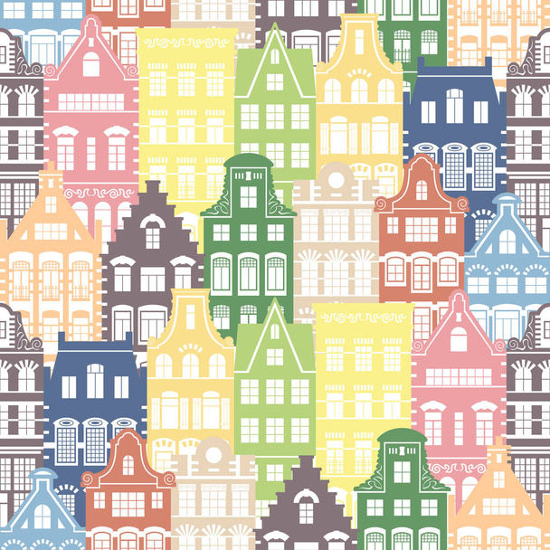 オランダのシームレスな図形パターン住宅のファサード - ベクター画像
