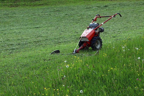 Machine agricole - Une tondeuse à moteur sur le terrain
 - Photo, image