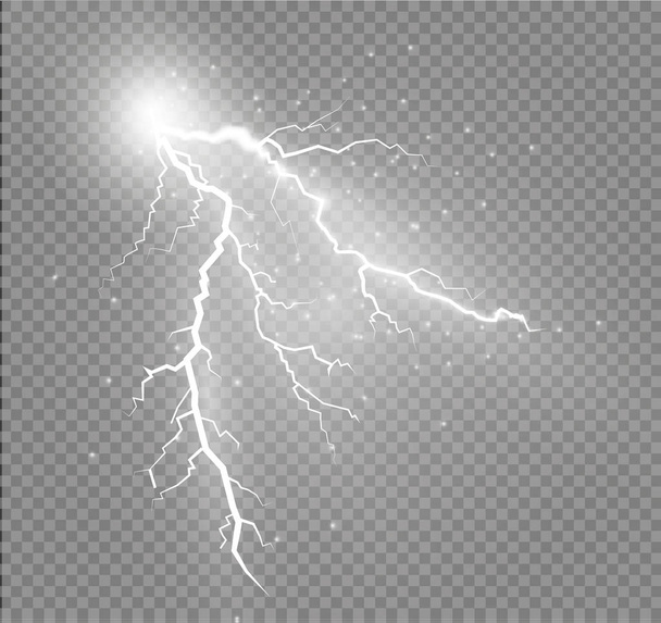 Set of lightnings. Magic and bright lighting effects. - Vector, Image