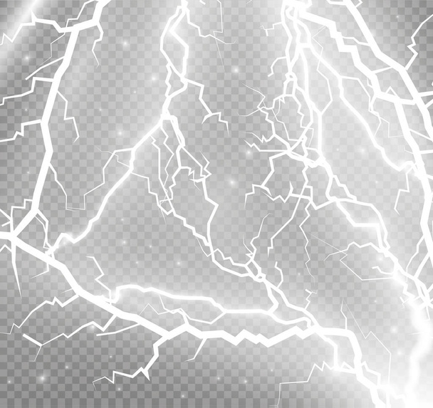 Set of lightnings. Magic and bright lighting effects. - Vector, Image