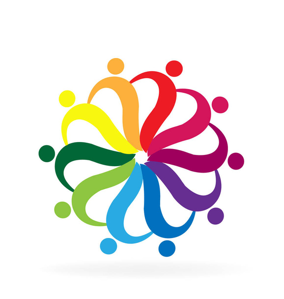 Teamarbeit hilft Menschen Regenbogenfarbe Visitenkarte logo  - Vektor, Bild