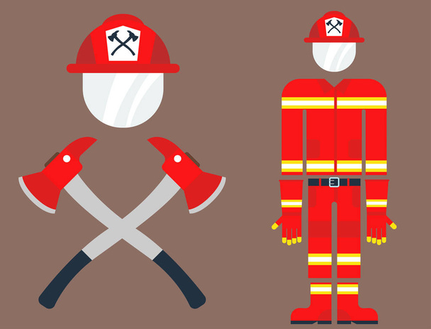 Fire safety equipment emergency tools firefighter safe danger accident protection vector illustration. - Vector, Image