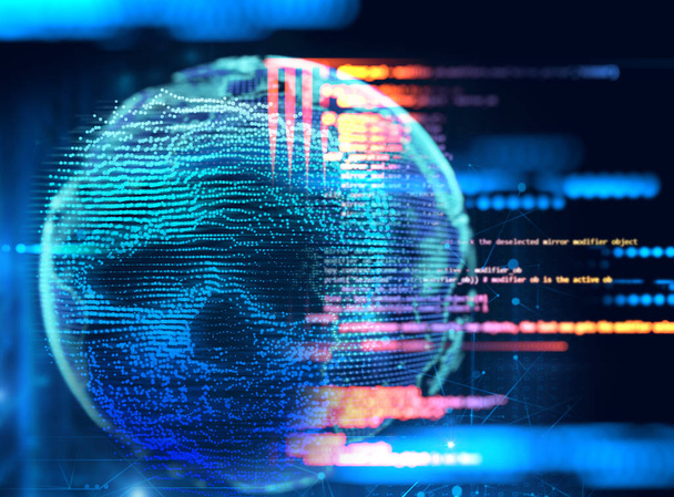 kék digitális cyber koponya 3D-s illusztráció - Fotó, kép