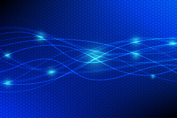 Kék technológia görbe vonal a hatszög háttér - Vektor, kép