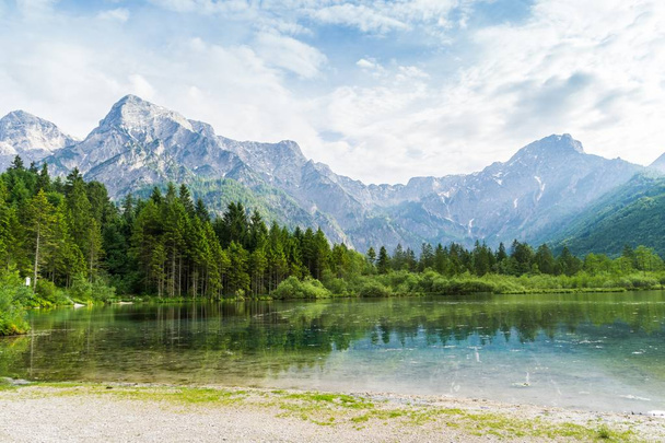 Alps mountains and lake in Almsee in Austria. - Photo, Image