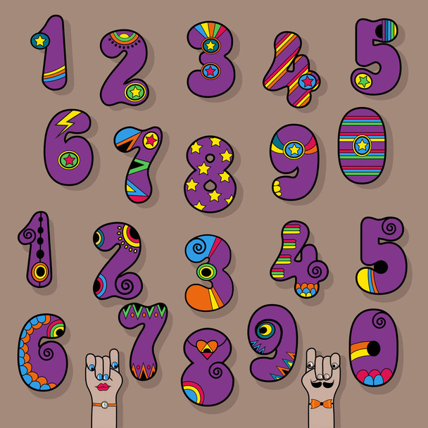 Set of Purple Vintage Numerals - Photo, Image