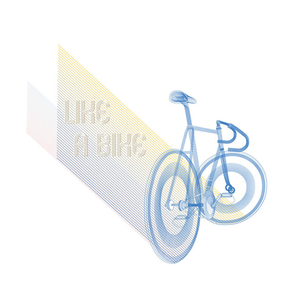 blaue Fahrradlinie, wie ein Fahrradtext, Linien-Art-Vektor - Vektor, Bild