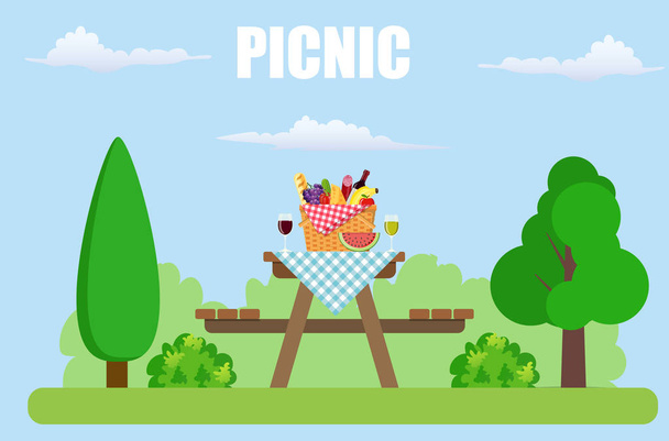 Відкритий пікнік у парку
 - Вектор, зображення