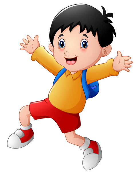 Happy school boy cartoon - Vector, Image