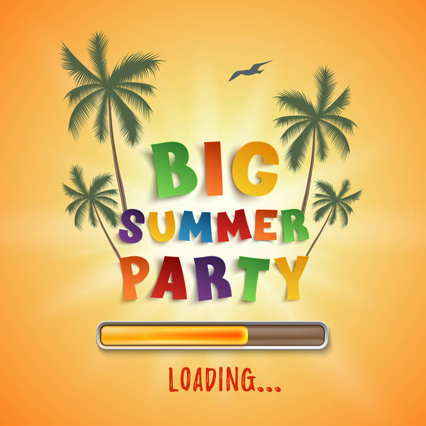 Big summer party loading poster. - Vector, afbeelding