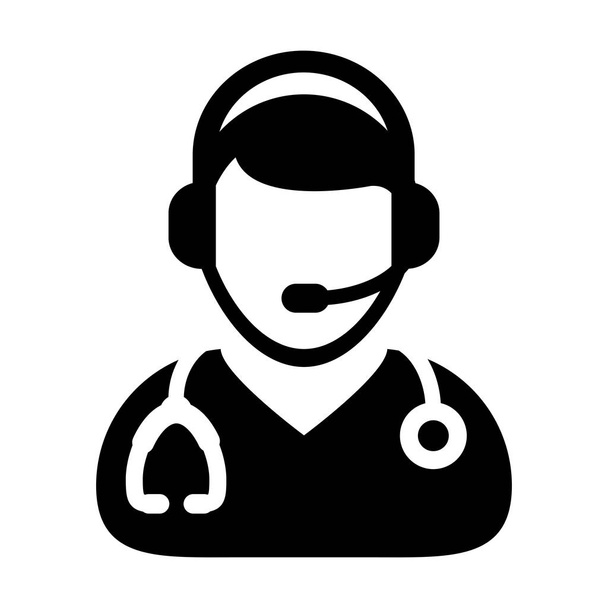 Ikona doktora-vektorový on-line konzultace se symbolem pro sluchátka symbol piktogram ilustrace - Vektor, obrázek