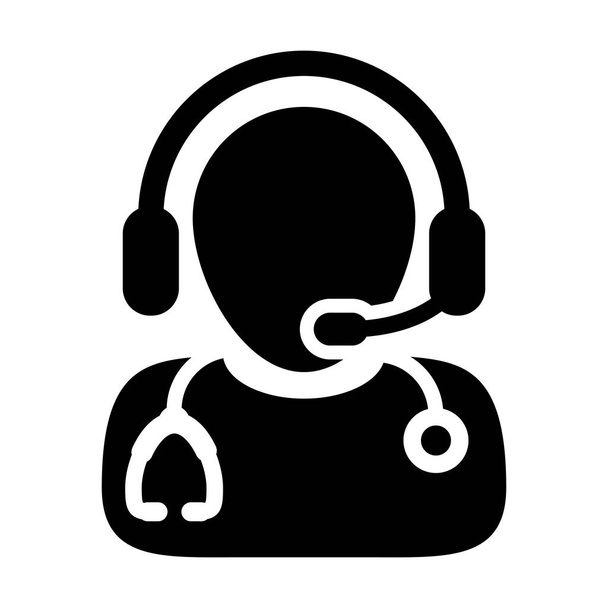Arzt-Symbol - Vektor-Online-Konsultation mit Kopfhörer-Symbol in Glyphenpiktogramm-Illustration - Vektor, Bild