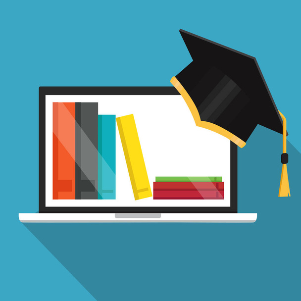 Educación a distancia, graduación y concepto de aprendizaje en línea
.  - Vector, imagen