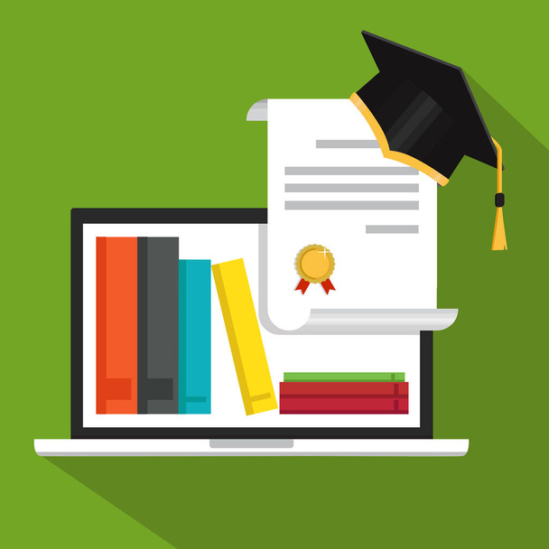 Distance education, graduation and online learning concept.  - Vector, Image