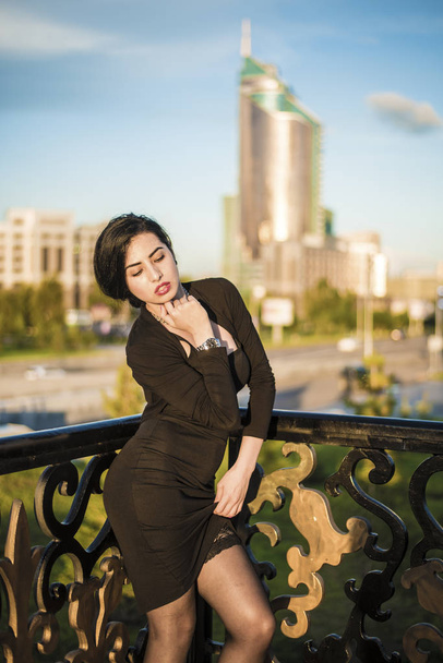 beautiful woman posing in urban town. Astana, Kazakhstan - Foto, afbeelding