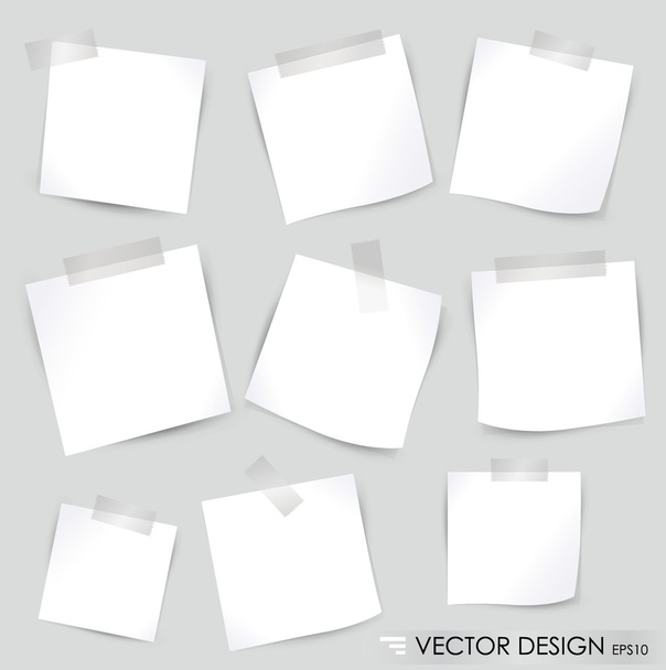 Collection of various white note papers, ready for your message. - Vector, Image